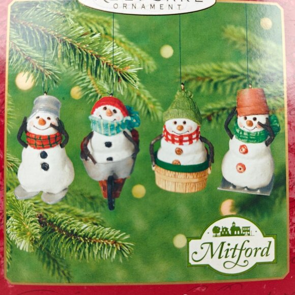 Vintage Hallmark Keepsake 2000 Race Down Main Street Mitford Snowmen Ornaments - Picture 2 of 4